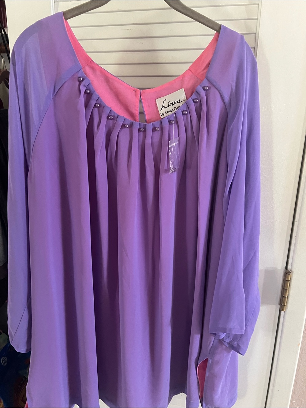 Linea by Louis Dell'Olio Lavender Tunic with Pink Trim